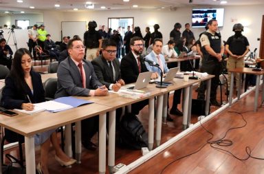 En el piso 11 del Complejo Judicial Norte, en Quito, se instaló la audiencia de juicio por el crimen del político ecuatoriano Fernando Villavicencio.