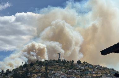 Incendio forestal en El Panecillo, centro de Quito