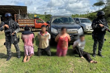 Cinco armas de fuego y dos granadas se decomisaron durante el operativo donde cayeron abatidos dos presuntos delincuentes.