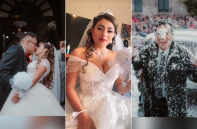 No podía ponerme a llorar, dice la novia bañada de espuma durante Carnaval